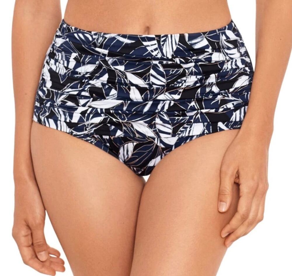 Miraclesuit Shimmer Shadows Norma Jean Retro Swim Bottom Silver Gray 14 NWT